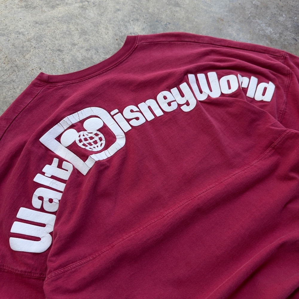 Vintage Y2K Disney Walt Disney World Spirit Jersey Puff Print Maroon XS (d12)